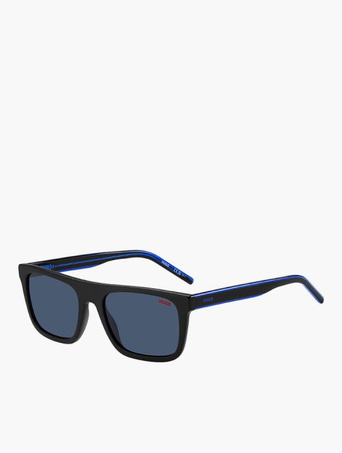 Hugo Black Blue Rectangular Flat Top Sunglasses