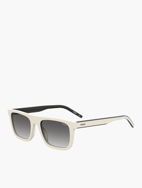 Hugo White Grey Rectangular Flat Top Sunglasses