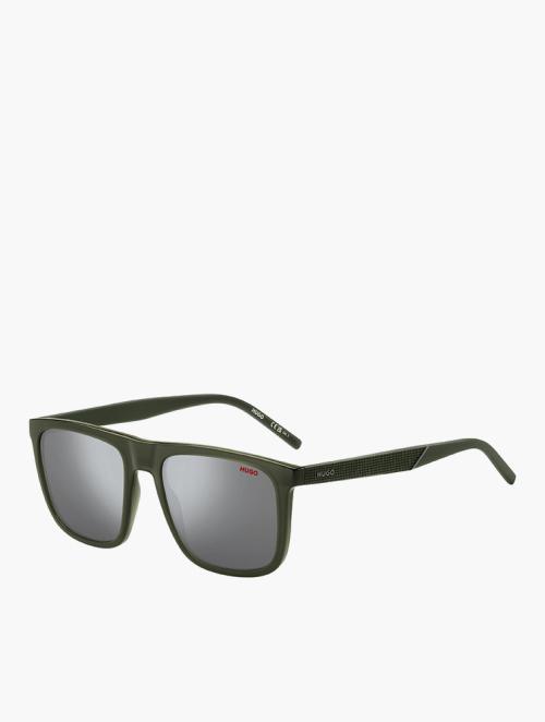 Hugo Green Rectangular Flat Top Sunglasses