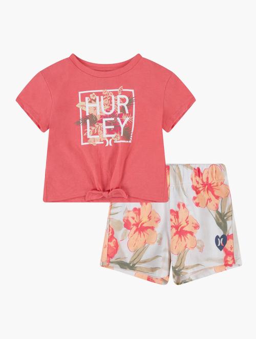 Hurley Girls Red Shorts and Set Tee