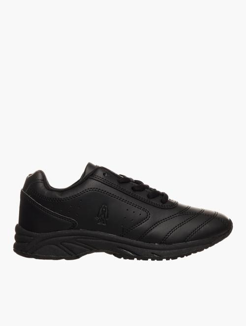 Hush Puppies Youths Black PU Lace Up Trainers