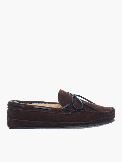 Hush Puppies Brown Cow Suede Slip On Shoes