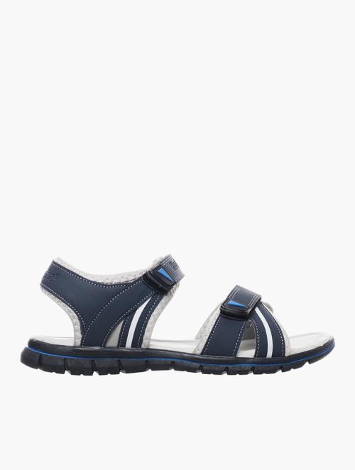 Hush Puppies Youths Navy & Grey PU Qtr Strap Shoes