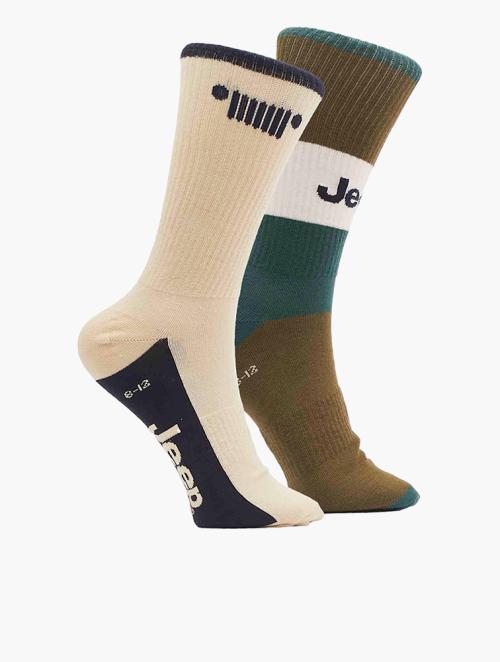 Jeep Olive & Multicolour Fun Socks 2-Pack