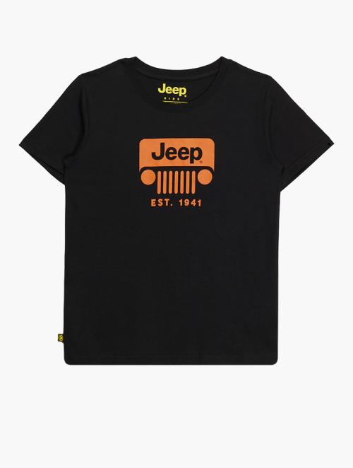 Jeep Kids Black Printed T-Shirt