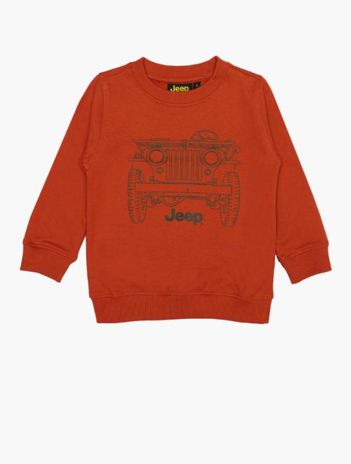 Jeep Boys Orange Jeep Round Neck Crew