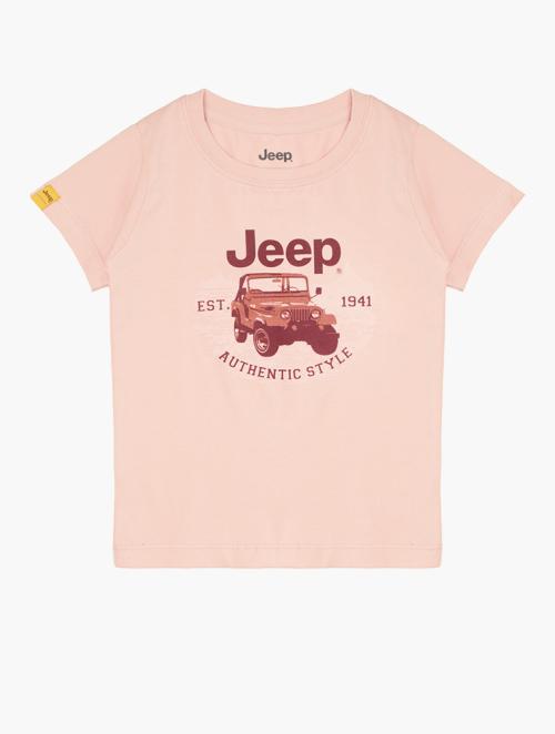 Jeep Putty Pink Printed Crew Neck Tee