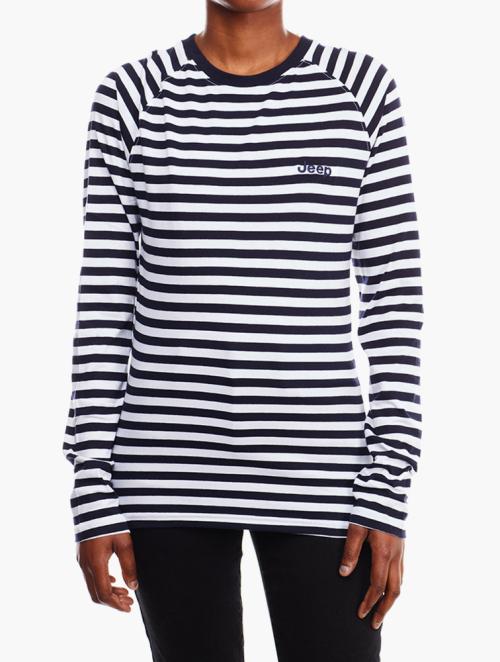 Jeep Black & White Striped Long Sleeve