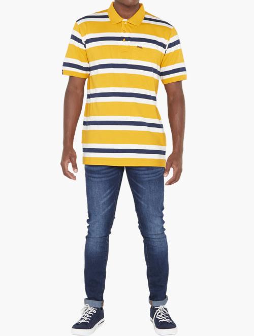 Jeep Ochre and Navy Cherokee Striped Polo Plus Size