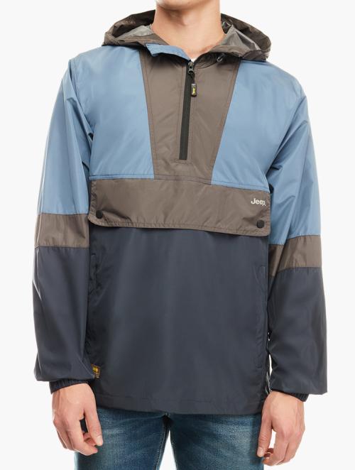Jeep French Navy Colourblock Pop Over Cagoule Jacket