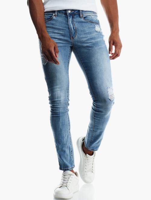 Jeep Blue Wash Distressed Jeans