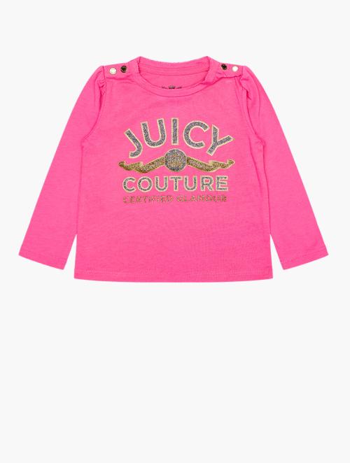 Juicy Couture Girls Pink Long Sleeve Graphic Juicy Couture Tee