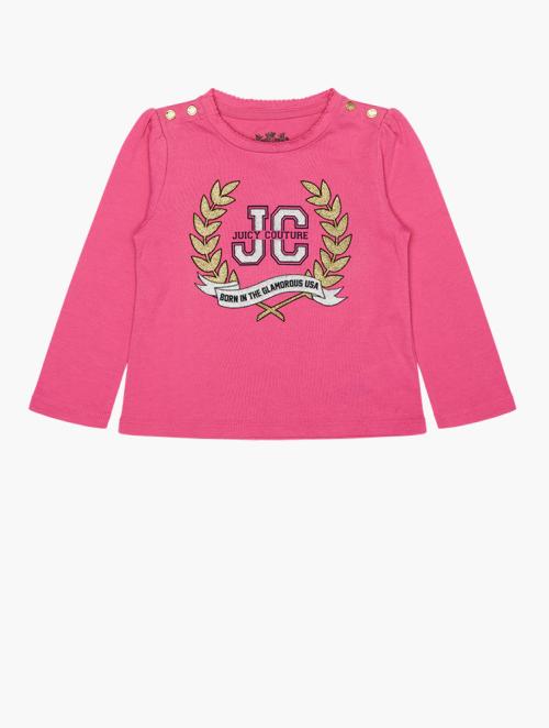 Juicy Couture Girls Pink Long Sleeve Graphic Juicy Couture Tee