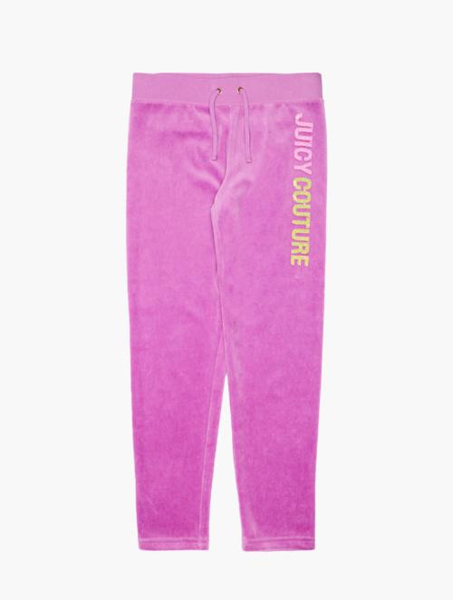 Juicy Couture Girls Purple And Yellow Full Length Drawstring Joggers 
