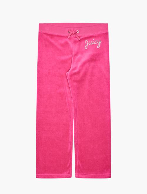 Juicy Couture Girls Pink Velvet Drawstring Waist Joggers