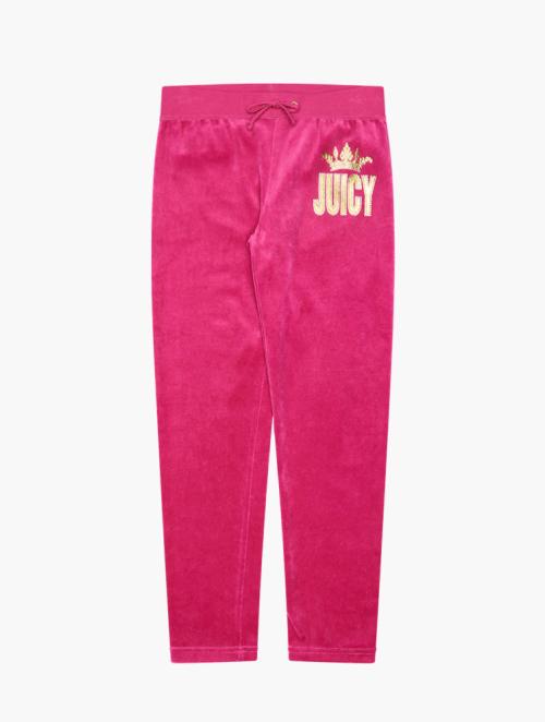 Juicy Couture Girls Hot Pink Velvet Drawstring Waist Joggers