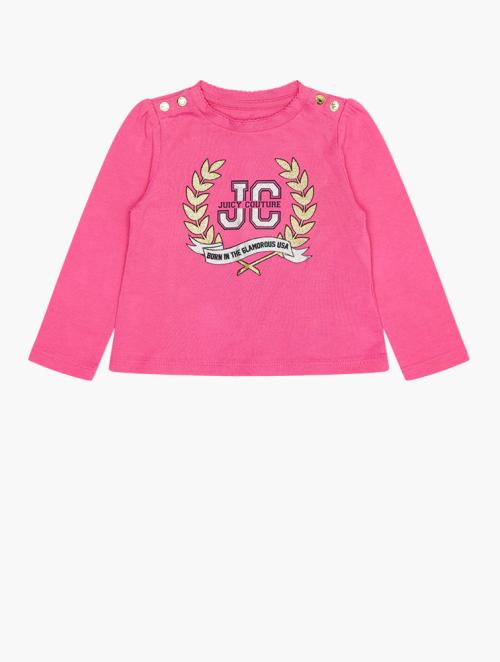 Juicy Couture Girls Pink Long Sleeve Graphic Crew