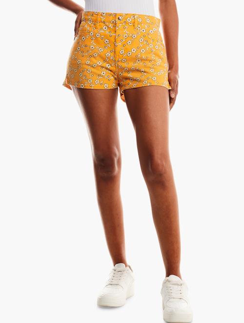 Juicy Couture Yellow Floral Denim Shorts