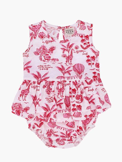 Keedo Infants Pink Tropical Party Babygrow