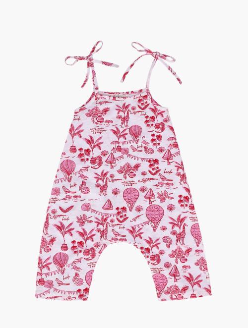 Keedo Kids Pink Tropical Party Jumpsuit