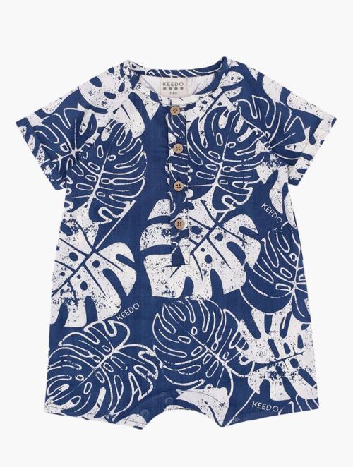 Keedo Infants Navy Foliage Babygrow