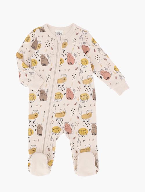 Keedo Infants Stone Cartoon Fox Babygrow