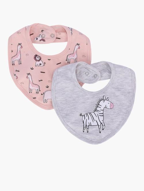 Keedo Infants Pink Zoo Garden 2 Pack Bib