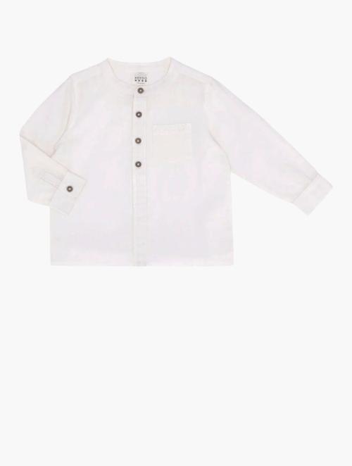 Keedo Kids White Grandad Collar Premium Shirt