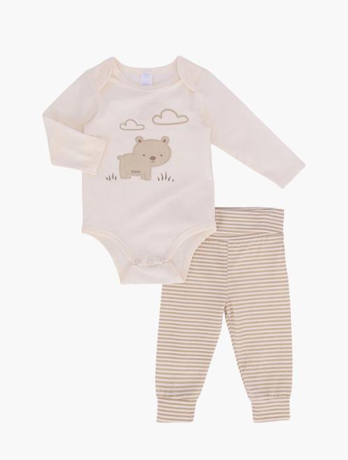 Keedo Infants Beige Cloudy Bear Vest Set