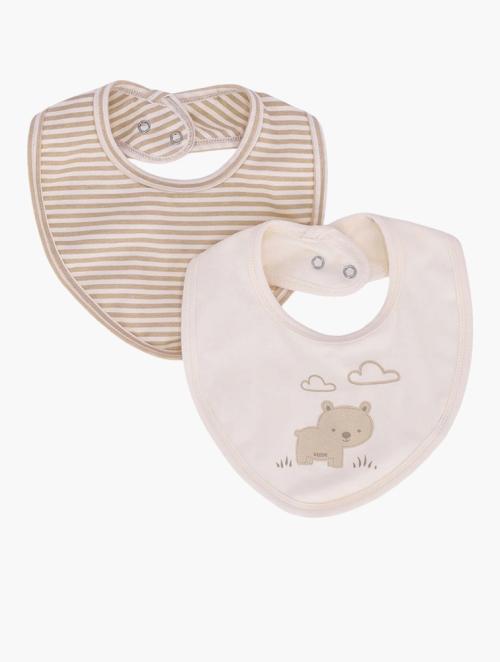 Keedo Infants Beige Cloudy Bear 2 Pack Bib Little Keedo