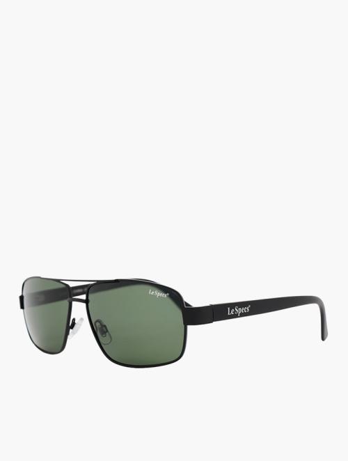 Le Specs Black & Green Square Sunglasses