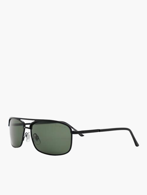 Le Specs Black & Light Green Rectangular Sunglasses