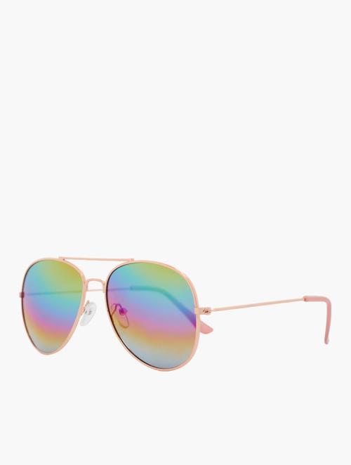 Le Specs Gold Rainbow Mirrored Aviator Sunglasses