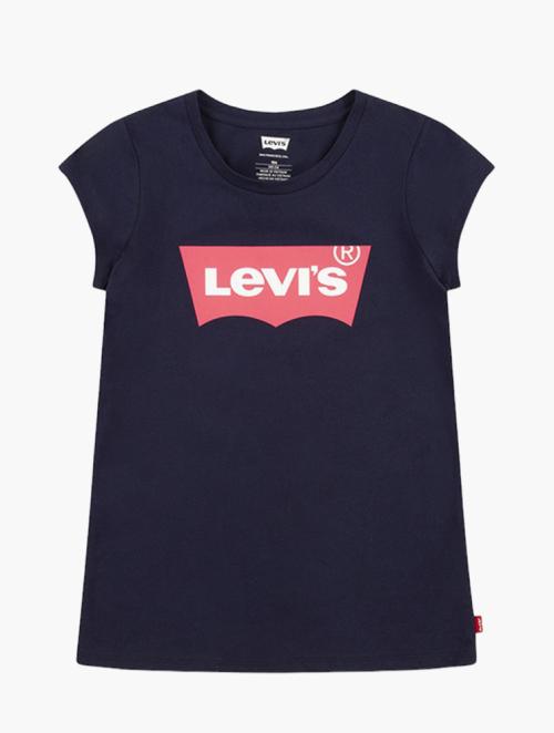 Levi's Peacoat Tea Tree Pink Logo Printed Batwing Sleeve Tee