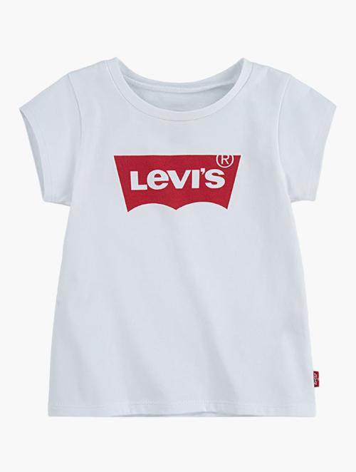 Levi's White & Red Girls Short Sleeve Batwing A-Line Tee  