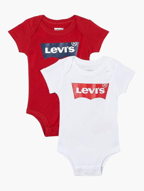 Levi's White Logo Short Sleeve Bodysuit 2 Pack