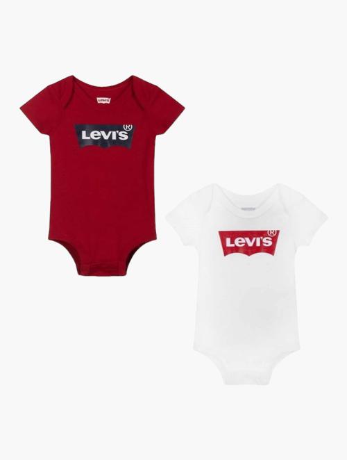 Levi's White Printed Short Sleeve Bodysuit 2 Pack