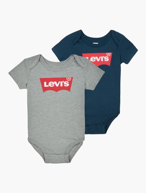 Levi's Grey Heather Logo Short Sleeve Bodysuit 2 Pack