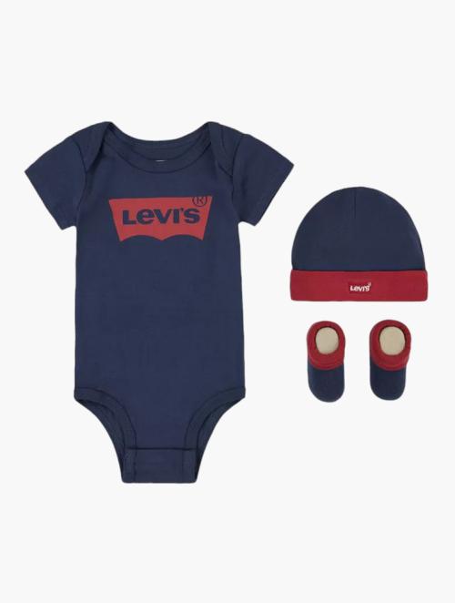 Levi's Dress Blues Printed Bodysuit & Cap & Booties Set