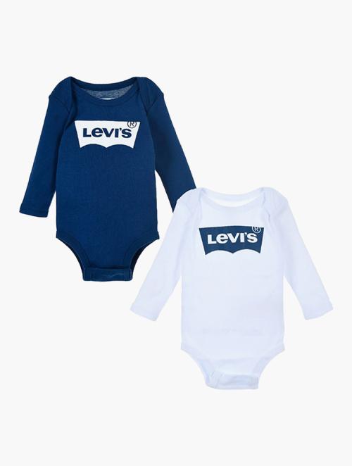 Levi's Estate Blue Logo Short Sleeve Bodysuit 2 Pack