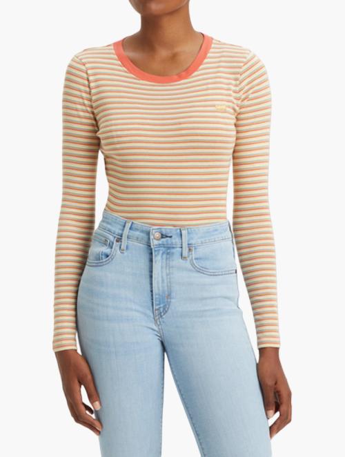 Levi's Coriander & Burnt Sienna Stripe Long Sleeve Tee