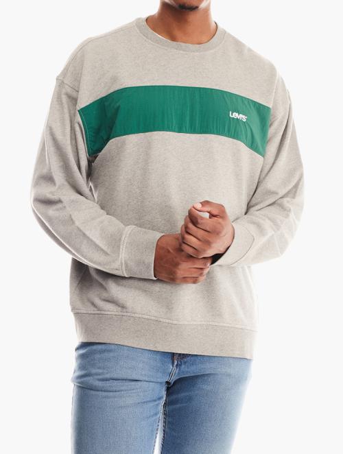 Levi's Grey and Green Striped Design Crew Neck