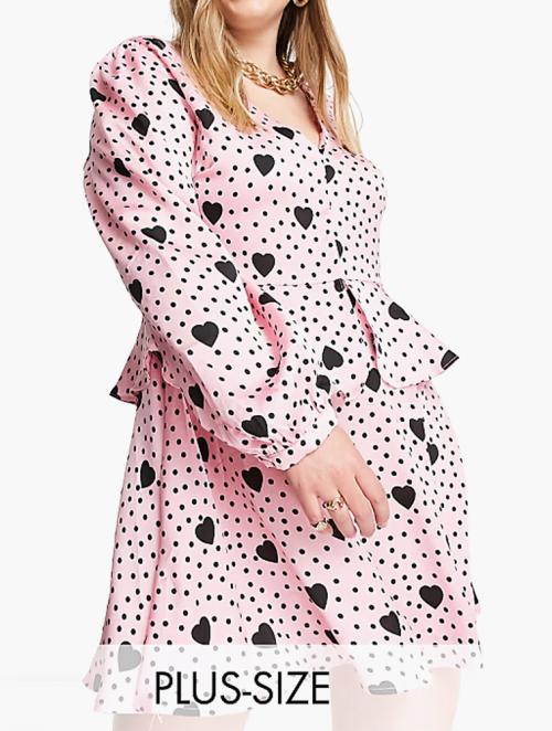 Liquorish Pink Heart Print Wrap Mini Dress