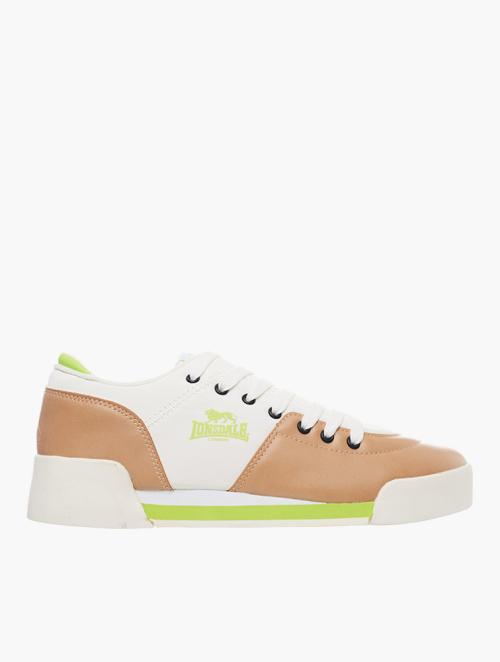 Lonsdale White, Tan & Green Lace Up Sneakers