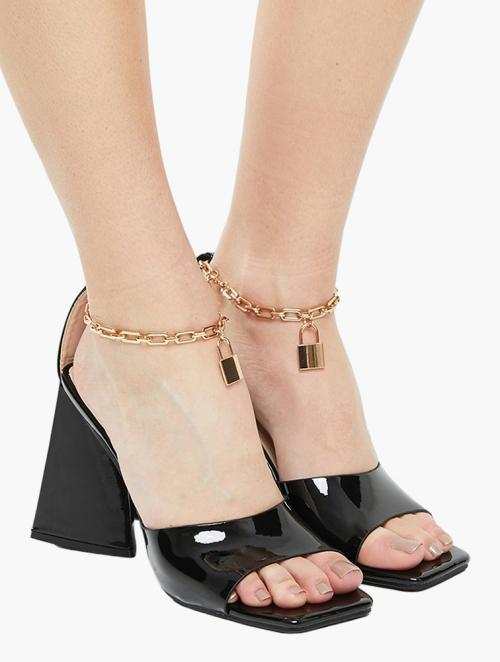 Madison Addison Chain Ankle Tie Heel - Black