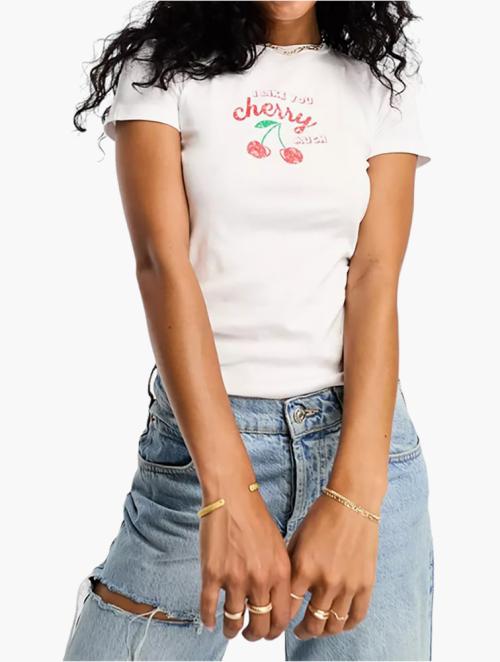 Mango White Cherry Slogan Baby Tee