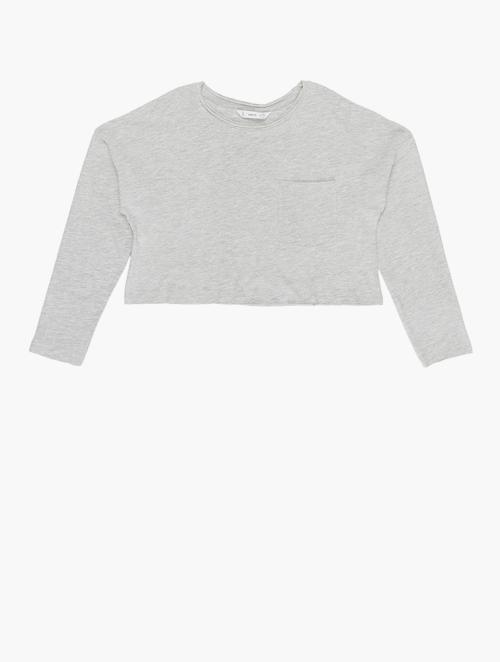 Mango Grey Long Side Pocket Long Sleeve Tee