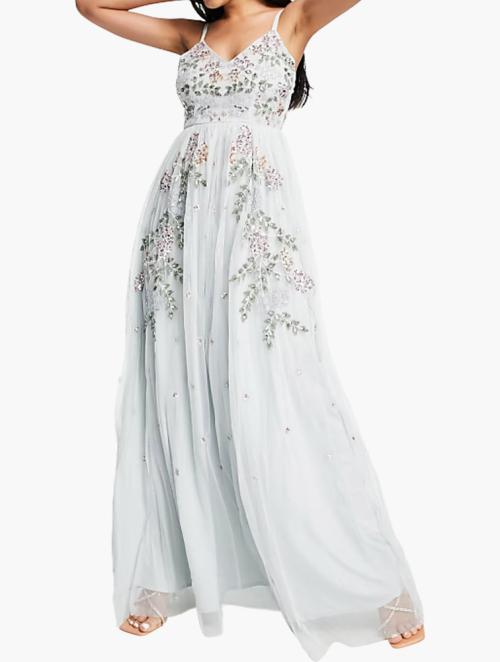 Maya Ice Blue Embellished Maxi Dress