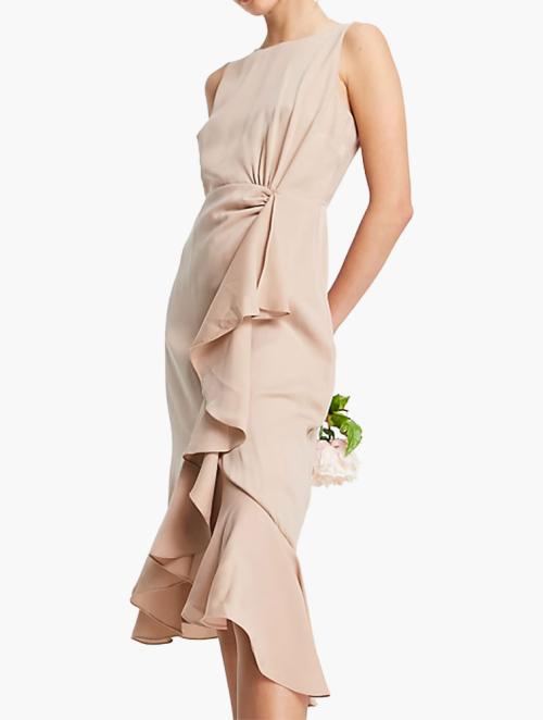 Maya Muted Blush Ruffle Wrap Dress