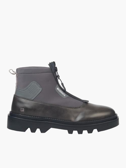 Mazerata Grey Vinchey 9 Faux Leather Lycra Boots